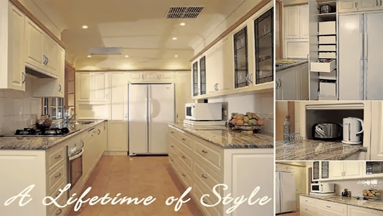 Compass Kitchens Renovations with Thermolaminated Panels and Salmon Pink Granite